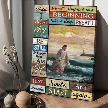 Jesus Walking On Water Jesus Quotes Today I Choose Joy Canvas Wall Art - Christian Wall Posters - Religious Wall Decor