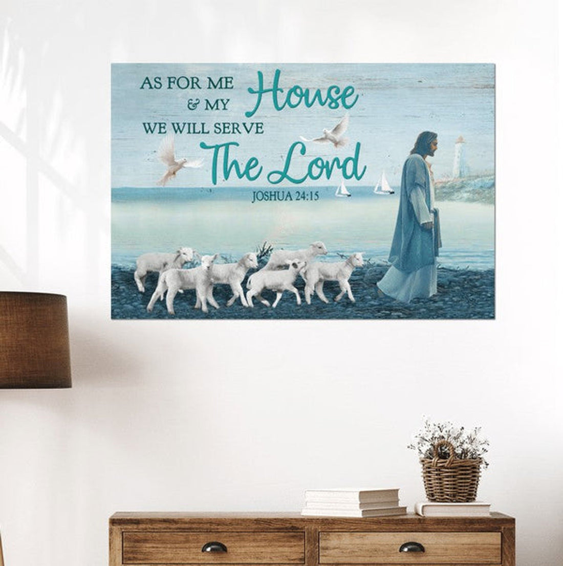 Jesus We Will Serve The Lord Canvas Wall Art - Jesus Canvas Pictures - Christian Wall Posters
