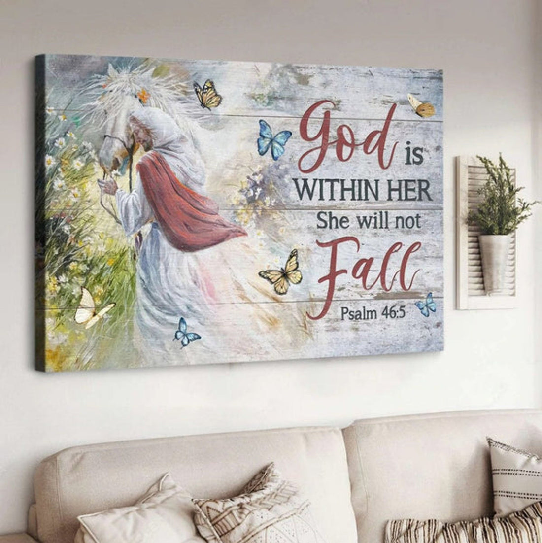 Jesus White Horse God Is Within Her Canvas Wall Art - Jesus Canvas Pictures - Christian Wall Posters