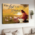 Jesus With Lamb Stunning Sunset The Lord Is My Shepherd Canvas Wall Art - Jesus Canvas Pictures - Christian Wall Posters