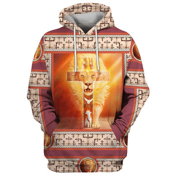 FUNSTUFFPRINT 3D Jesus onThe Cross God Lion Lamb Dove 3D Hoodie and Zip Hoodie