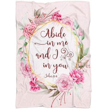 FUNSTUFFPRINT John 154 Abide In Me And I In You Fleece Blanket - Christian Blanket - Bible Verse Blanket