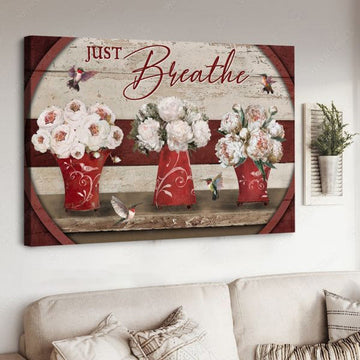 Just Breathe, Hummingbird Flower, Poster Decor Poster and Canvas