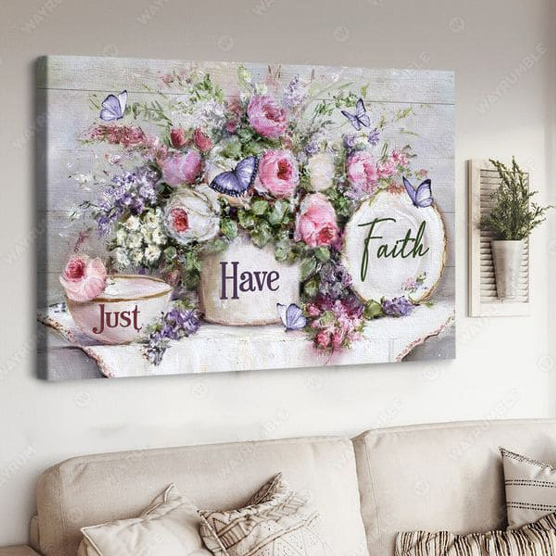 Just have Faith, Butterfly Flower, Poster Decor Poster and Canvas