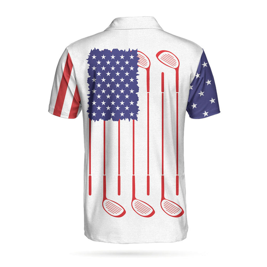 Just Golf It Skull Short Sleeve Golf Polo Shirt, Argyle Pattern American Flag Golf Shirt For Men