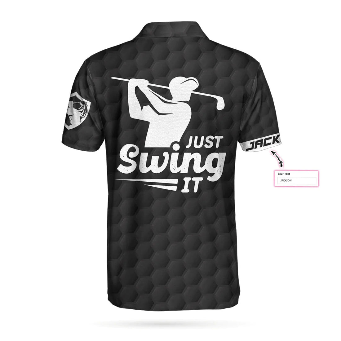 Personalized Black American Flag Golf Men Polo Shirt, Just Swing It Golf Custom Shirt For Male