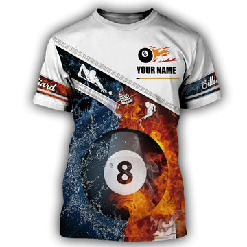FUNSTUFFPRINT Custom Name Billiard 3D Shirt Uniform, Billiard Fire Hoode All Over Print, Billiard Team Uniform 3D T-shirt