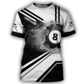 FUNSTUFFPRINT Personalized 3D Billiard Shirt Black And White Pattern, Billiard Hoodies Men Women, Billiard Clothing 3D T-shirt