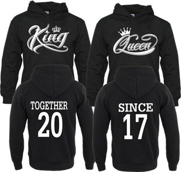 FUNSTUFFPRINT Personalized King Queen Couple 3D All Over Hoodie Together Since 3D Hoodie and Zip Hoodie