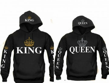 FUNSTUFFPRINT Matching Couple 3D All Over Hoodie King Queen Crown Gold & Silver 3D Hoodie and Zip Hoodie