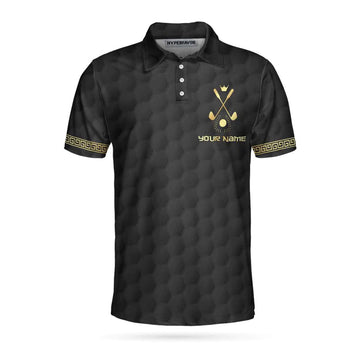 Custom Personalized Black Golf Ball Pattern Ball Clubs Men Polo Shirt, King Of Golf Custom Polo Shirt, Crown Royal Golf Polo Shirt For Men, Meaningful Golf Gift For Golfers