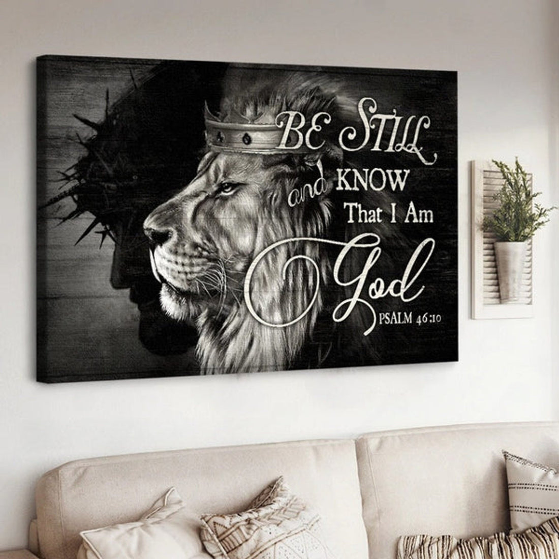 King Of Kings Jesus Black And White Background Be Still And Know That I Am God Canvas Wall Art - Jesus Canvas Pictures - Christian Wall Posters