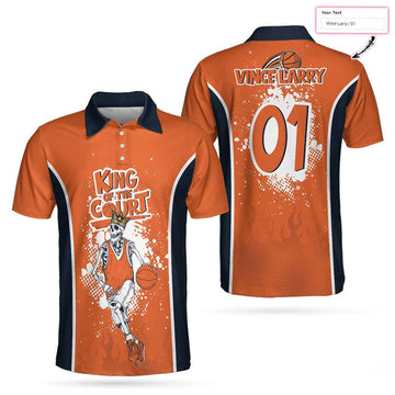 Custom Personalized Skeleton Basketball Men Polo Shirt, King Of The Court Basketball Custom Shirt For Men, Gift For Basketball Lovers