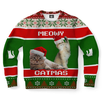 FUNSTUFFPRINT Kitten Ugly Christmas Sweater, Christmas Sweater, Ugly Sweater, Funny Xmas Sweaters Ugly Sweater