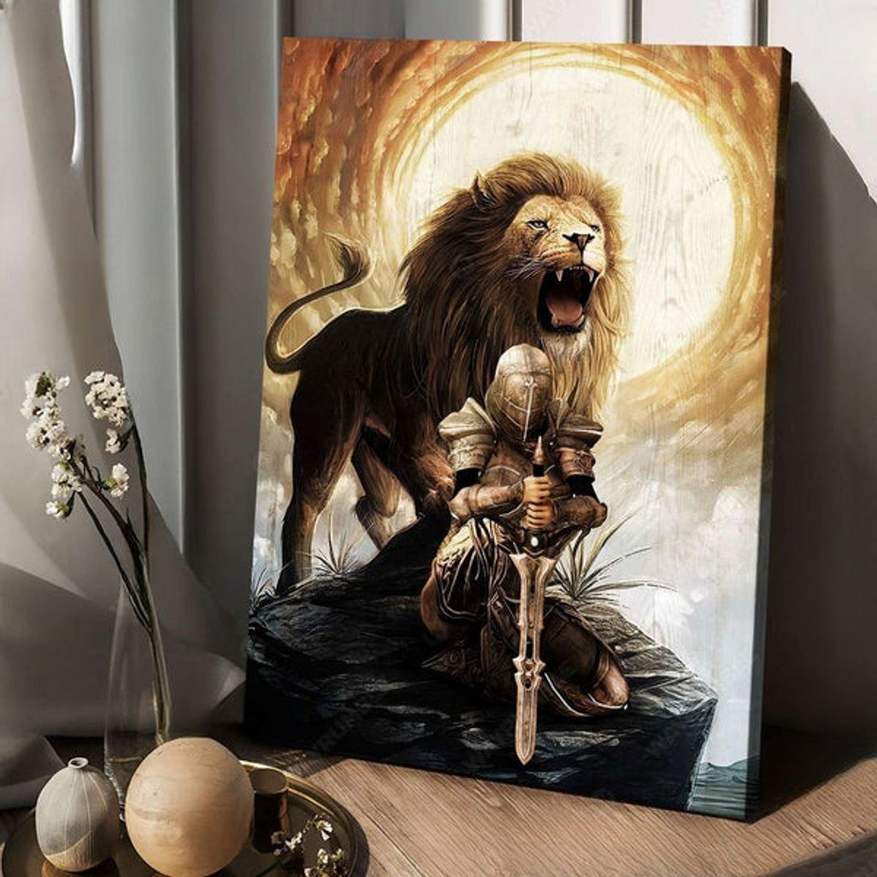 Knight Of God Lion Of Judah Beautiful Sky Under The Command Of God Canvas Wall Art - Christian Wall Posters - Religious Wall Decor