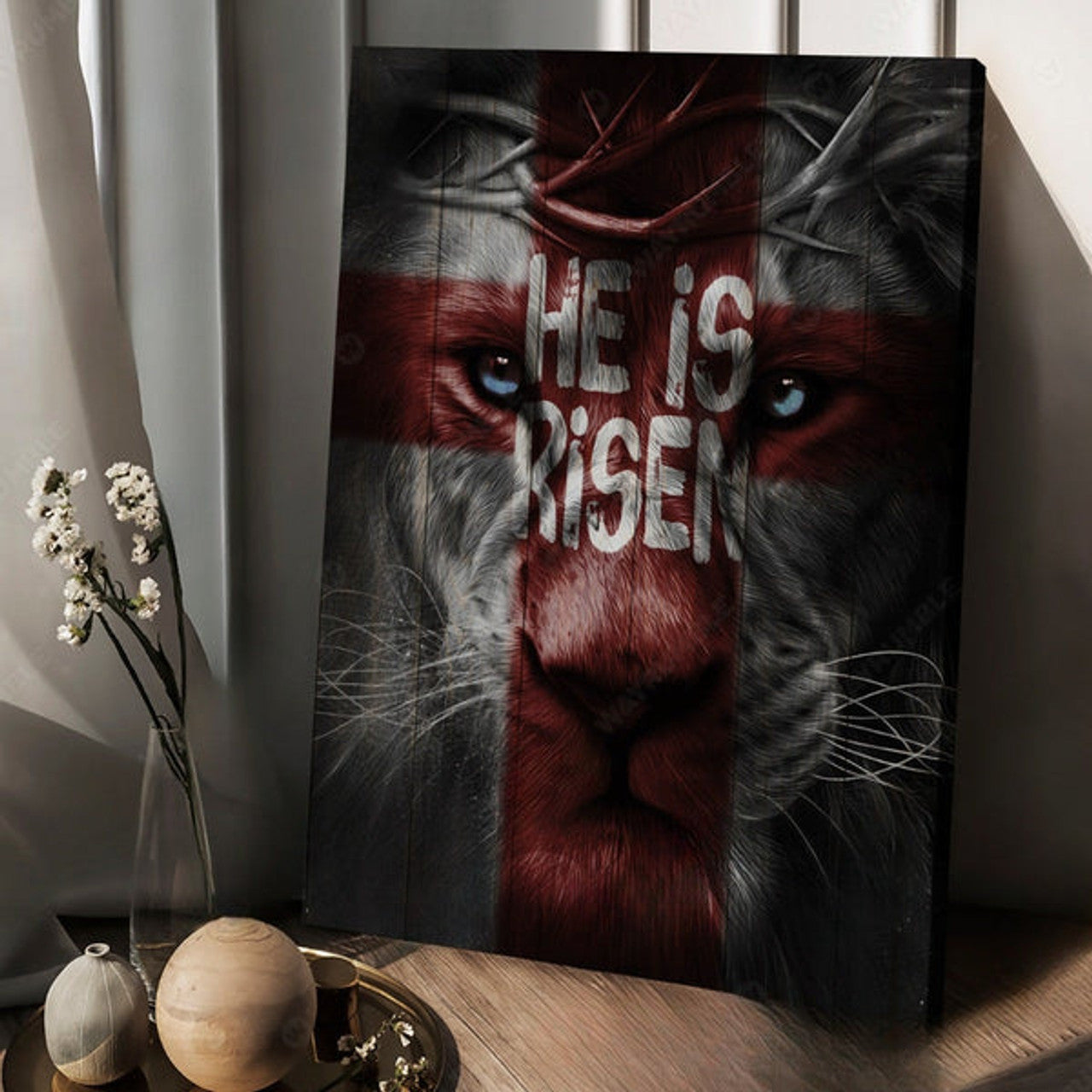 Knight Of God Lion Of Judah He Is Risen Canvas Wall Art - Christian Wall Posters - Religious Wall Decor