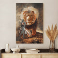 Knight Templar And Lion Canvas Wall Art - Christian Wall Posters - Religious Wall Decor