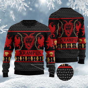 FUNSTUFFPRINT Krampus Ugly Christmas Sweater, Christmas Sweater, Ugly Sweater, Funny Xmas Sweaters Ugly Sweater