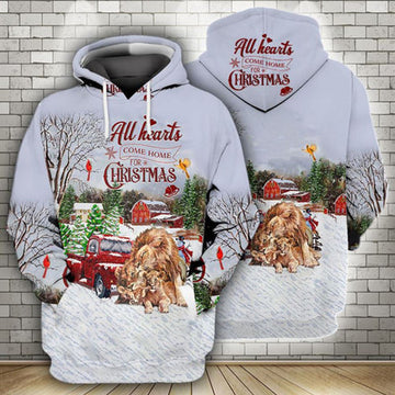 FUNSTUFFPRINT 3D Lion All Hearts Come Home For Christmas All Over 3D Hoodie and Zip Hoodie
