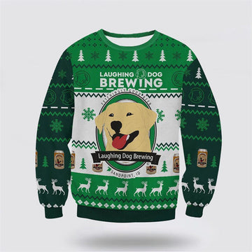 FUNSTUFFPRINT Laughing Dog Brewing Christmas 3d Ugly Ugly Christmas Sweater For Men And Women, Gift For Christmas, Best Winter Christmas Outfit Ugly Sweater