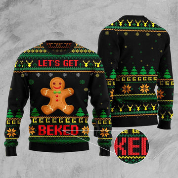 FUNSTUFFPRINT Let'S Get Baked Ugly Christmas Sweater, Christmas Sweater, Ugly Sweater, Funny Xmas Sweaters Ugly Sweater