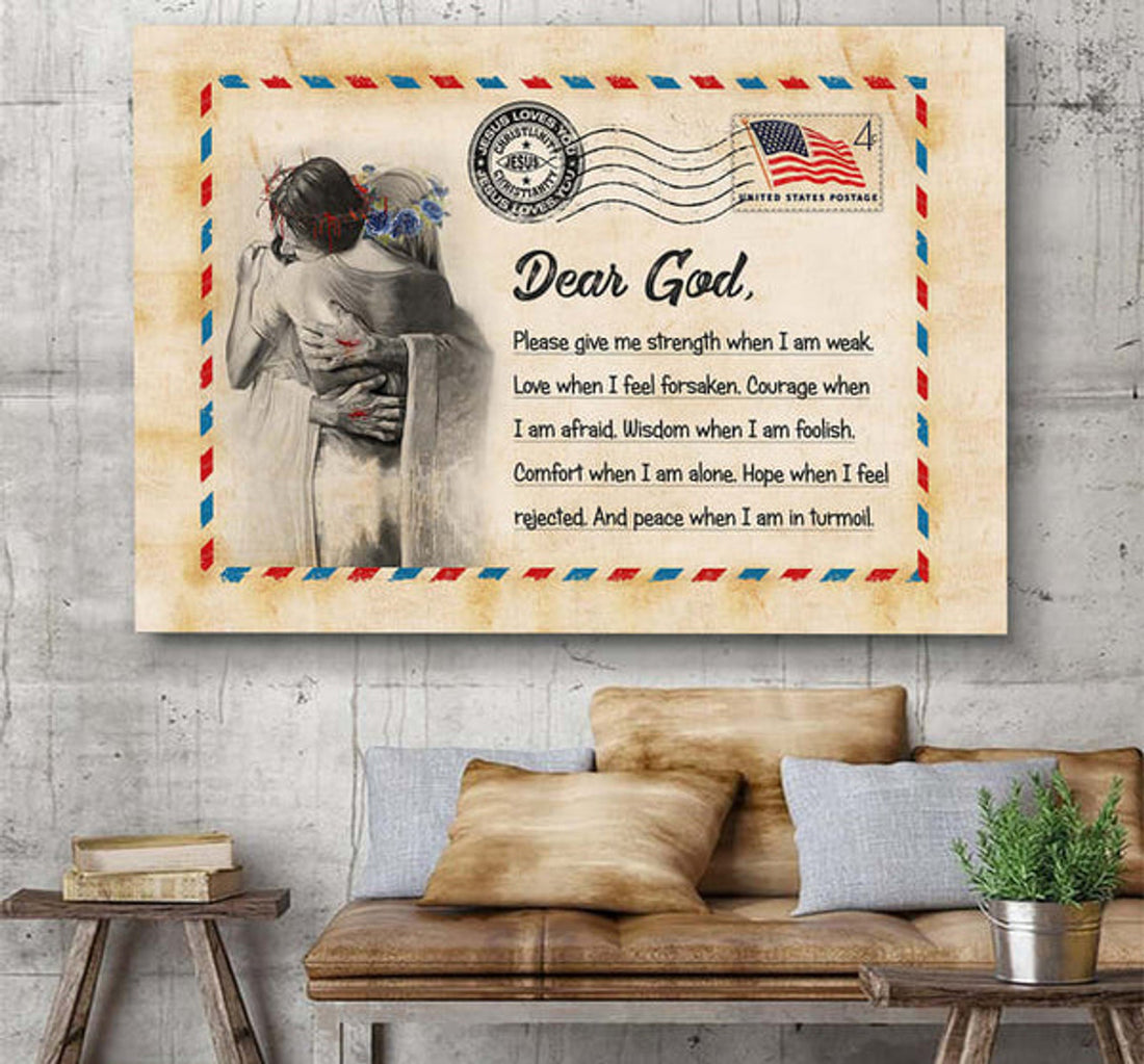 Letter Dear God Canvas Wall Art - Christian Poster - Religious Wall Decor