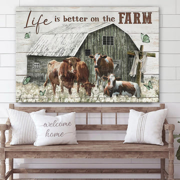 Life Is Better On The Farm Canvas Wall Art - Christian Canvas Wall Decor - Bible Verse Wall Art Canvas - Farmer Gift