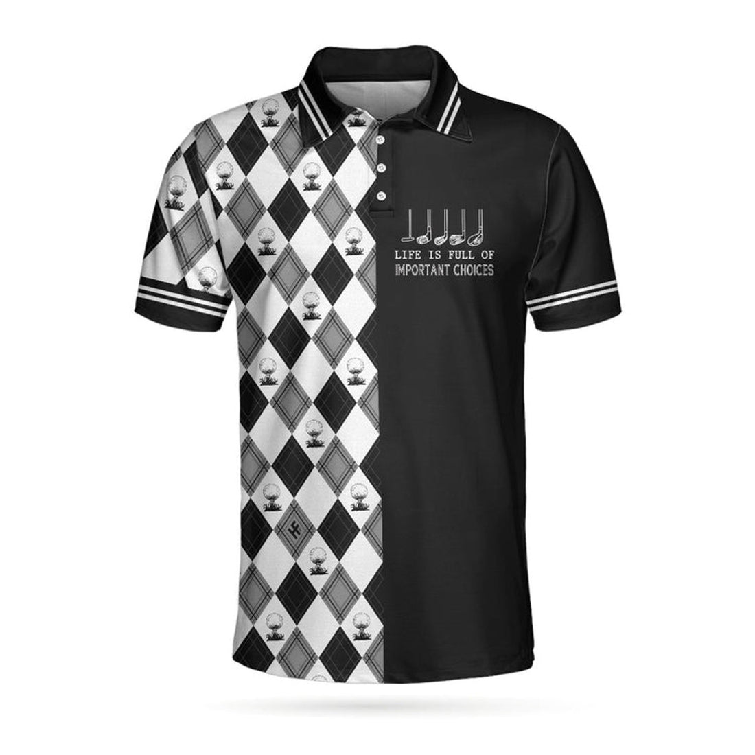 Life Is Full Of Important Choices Golf Polo Shirt, Black And White Golf Pattern Polo Shirt, Best Golf Shirt For Men