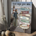 Lighthouse Drawing Ocean God Says You Are Canvas Wall Art - Christian Wall Posters - Religious Wall Decor