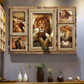 Lion And Lamb In Picture Frames Canvas Wall Art - Christian Poster - Religious Wall Decor