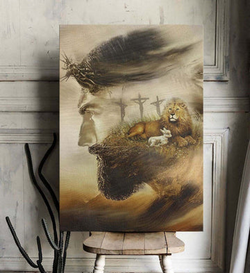 Lion And Lamb Jesus Canvas Posters Canvas Wall Art - Christian Wall Posters - Religious Wall Decor