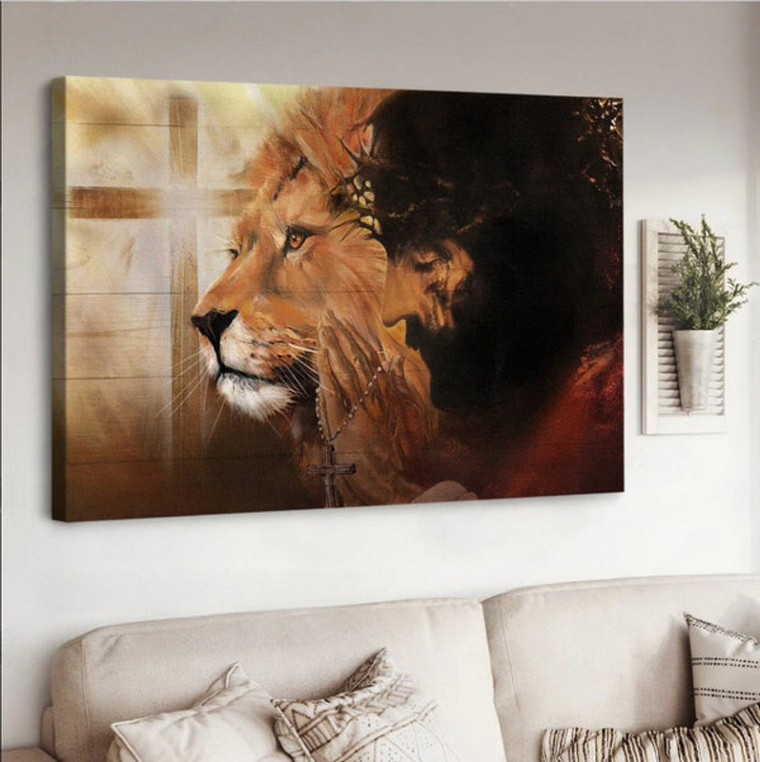 Lion Jesus Pray For Healing Canvas Wall Art - Jesus Canvas Pictures - Christian Wall Posters