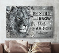 Lion Of Judah Black And White Painting Be Still And Know That I Am God Canvas Wall Art - Christian Poster - Religious Wall Decor