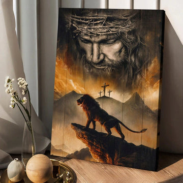 Lion Of Judah Jesus Painting Mountain Landscape Jesus Is Our Savior Canvas Wall Art - Christian Wall Posters - Religious Wall Decor