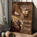 Lion Of Judah Jesus Painting The Lamb Faith Over Fear Canvas Wall Art - Christian Wall Posters - Religious Wall Decor