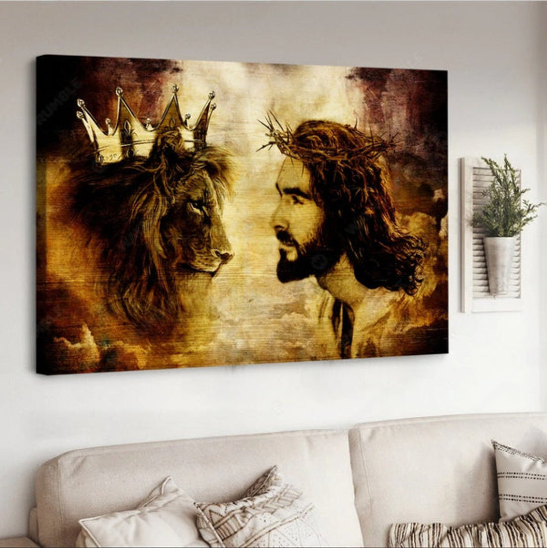Lion Of Judah King Of Kings Jesus Painting Canvas Wall Art - Jesus Canvas Pictures - Christian Wall Posters
