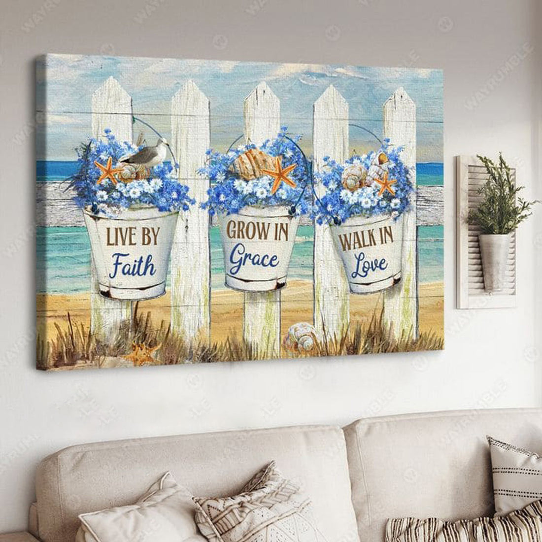 Live By Faith Grow In Grace Walk In Love, Gift For Lover Poster and Canvas
