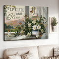Live Life In Full Bloom, Butterfly Flower, Wall Art Decor Poster and Canvas