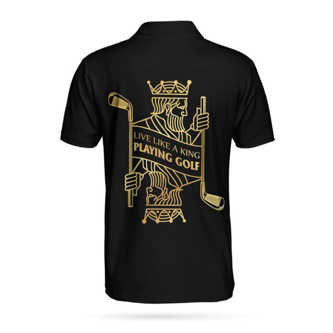 Live Like A King Playing Golf Black And Gold Polo Shirt, Luxury Playing Card Poker Polo Shirt, Best Golf Shirt For Men