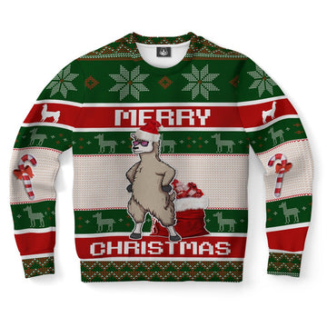FUNSTUFFPRINT Llama Santa Ugly Christmas Sweater, Christmas Sweater, Ugly Sweater, Funny Xmas Sweaters Ugly Sweater