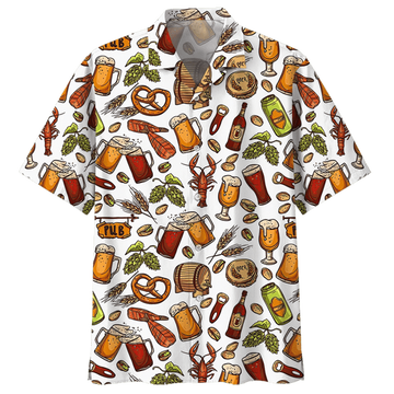 Love Beer Watercolor Design Hawaiian Shirt