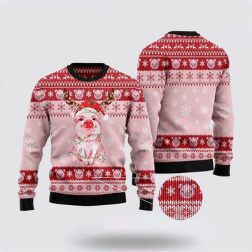 FUNSTUFFPRINT Lovely Pig Santa Ugly Christmas Sweater, Farm Sweater, Christmas Gift, Best Winter Outfit Christmas Ugly Sweater