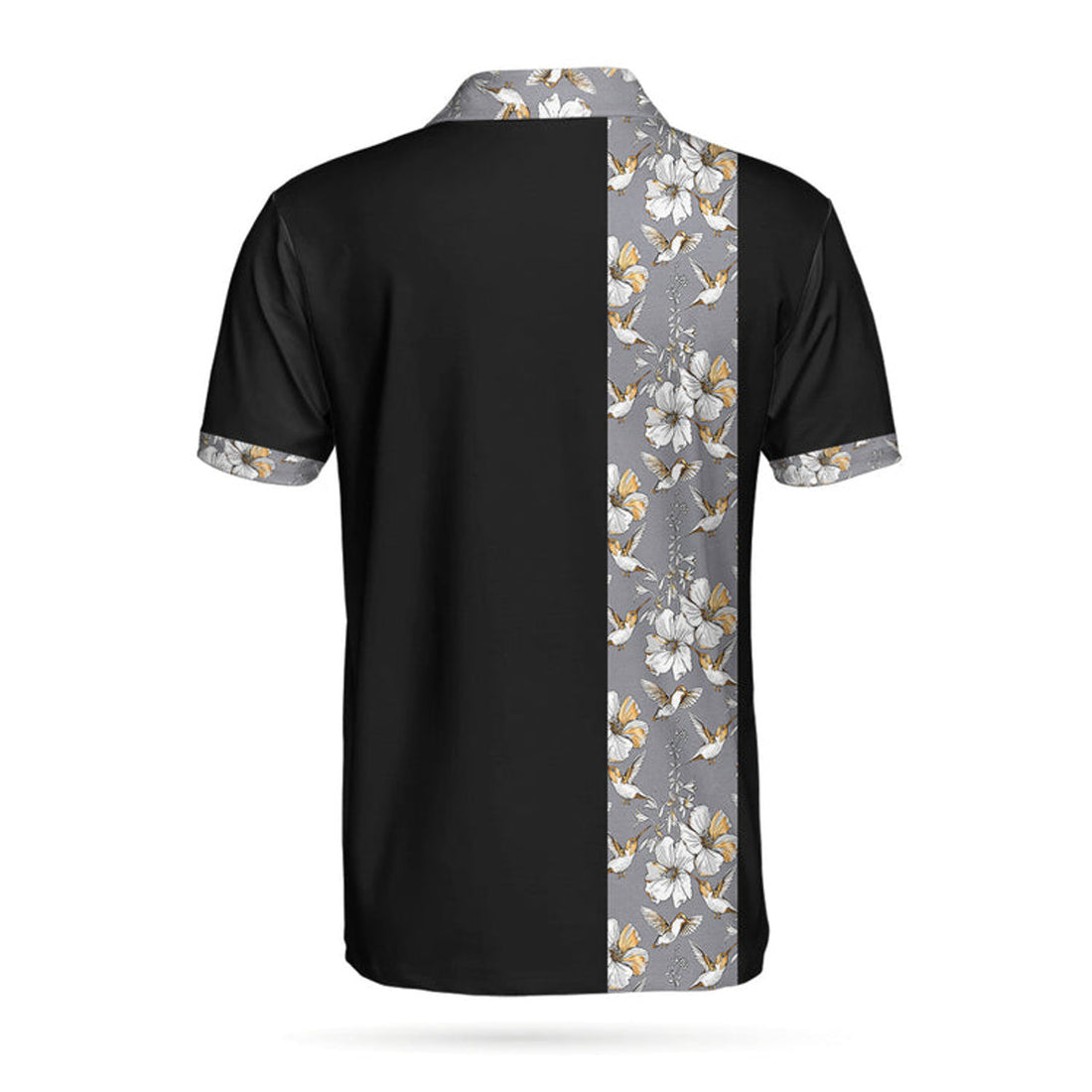 Luxury Golden Skull Black Golf Polo Shirt, Ash Floral Pattern Polo Shirt, Best Golf Shirt For Men