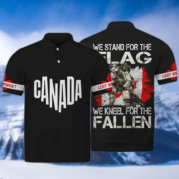 FUNSTUFFPRINT Love Canada, Day Remembrance Soldier Design Polo Shirt Size S-5XL