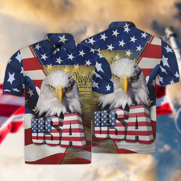 FUNSTUFFPRINT Eagle American - Independence Day Is Coming 3D Men Polo Shirt Size S-5XL