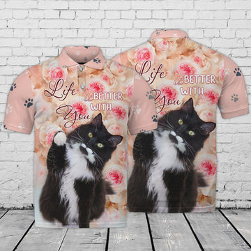 FUNSTUFFPRINT Love Cat,For Cat Lover Polo Shirt Size S-5XL