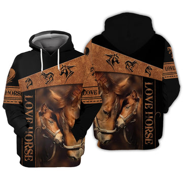 FUNSTUFFPRINT Love Horses MK 0804 - 3D Full Print 3D Hoodie and Zip Hoodie