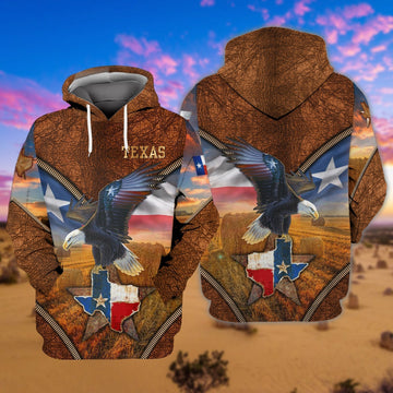 FUNSTUFFPRINT Eagle Texas 3D Hoodie and Zip Hoodie
