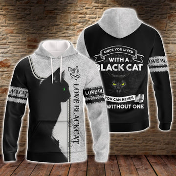 FUNSTUFFPRINT Love Black Cat,For Cat Lover 3D Hoodie and Zip Hoodie