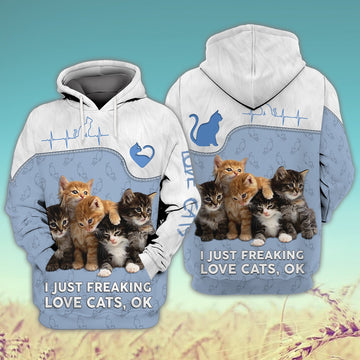 FUNSTUFFPRINT I'm Just Freaking Love Cats 3D Hoodie and Zip Hoodie